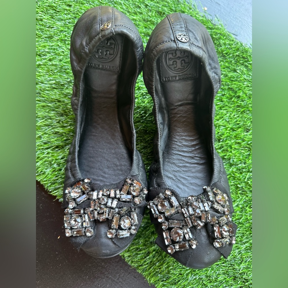 Tory Burch Eddie Crystal Bow flats